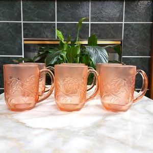 Vintage Acroroc France Rosalind Pink Mugs, 6